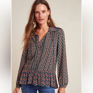 Anthropologie Maeve Janie Flounces Peasant Blouse